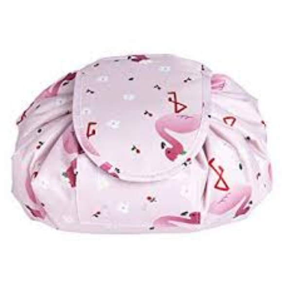 flamingo drawstring makeup bag
